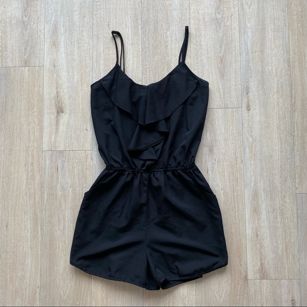 Black ruffle romper